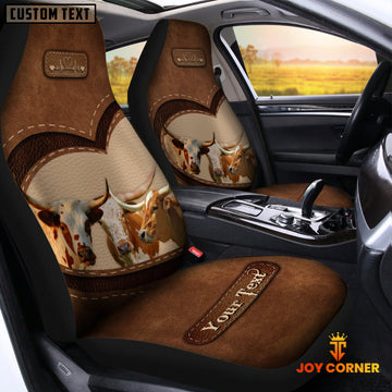 Joycorners Texas Longhorn Pattern Customized Name Heart Car Seat Cover Set