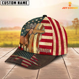 Joycorners Horse USA Flag Customized Name Cap