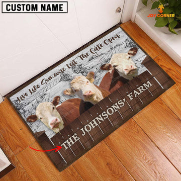 Joycorners Hereford Custom Name - Live Like Someone Left The Gate Open Doormat