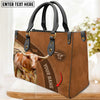 JC Texas Longhorn On The Farm Personalized Name 3D Leather Handbag