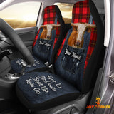 Joycorners Customized Name Texas Longhorn Jean Overalls Pattern Car Seat Covers (2Pcs)