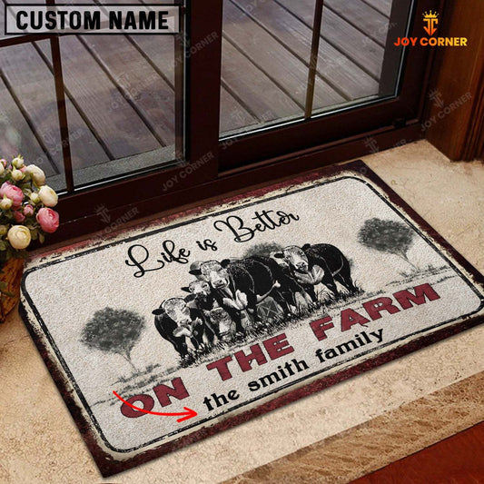 Joycorners Hereford Life is Better Custom Name Doormat