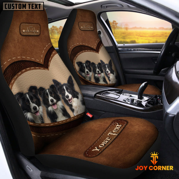 Joycorners Border Collie Pattern Customized Name Heart Car Seat Cover Set