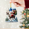 Joycorners Santa Riding A Reindeer Home Decor Christmas Ornament, Personalized Ornament 2D Flat LM2211