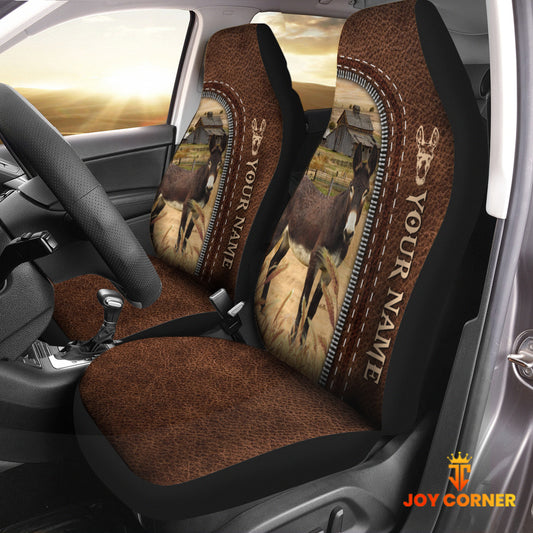 Joycorners Mule Personalized Name Leather Pattern Car Seat Covers Universal Fit (2Pcs)