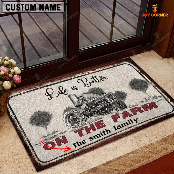 Joycorners Farm Tractor Life is Better Custom Name Doormat
