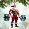 Joycorners Custom Name Gym Work Out Santa Ornament, Gymnastics Christmas Gift9 2D Flat LM2111