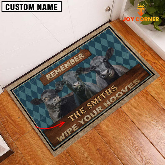 Joycorners Black Angus Wipe Your Hooves Custom Name Doormat