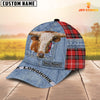 Joycorners Texas Longhorn Overall Jeans Pattern And Red Caro Pattern Customized Name Cap