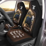 Joycorners Black Baldy Personalized Name Black And Brown Leather Pattern Car Seat Covers Universal Fit (2Pcs)