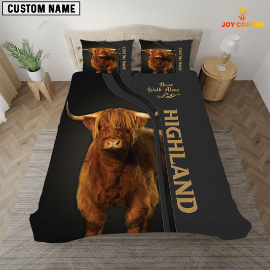 Joycorners Highland Cattle Never Walk Alone Custom Name Bedding Set