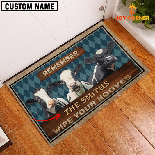 Joycorners Holstein Wipe Your Hooves Custom Name Doormat