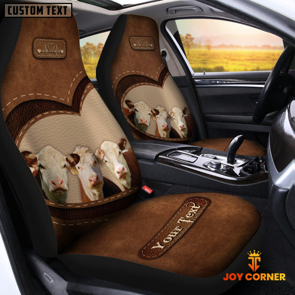 Joycorners Hereford Pattern Customized Name Heart Car Seat Cover Set