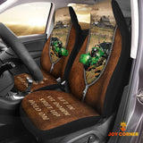 Joycorners Tractor Zipper Leather Pattern Car Seat Covers Universal Fit (2Pcs)