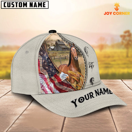 Joy Corners Horse Eagle US Flag Leather Pattern Customized 3D Cap