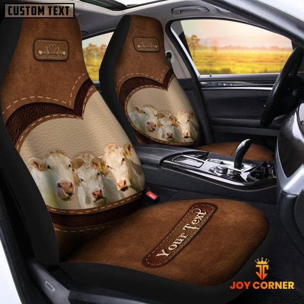 Joycorners Charolais Pattern Customized Name Heart Car Seat Cover Set