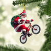 Joycorners Santa Rides A Bike Christmas Ornament, Personalized Ornament 2D Flat LM2211
