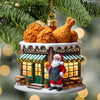 Joycorners Custom Name Santa Fried Chicken Ornament, Fried Chicken Shop Christmas Decoration 2D Flat LM2111