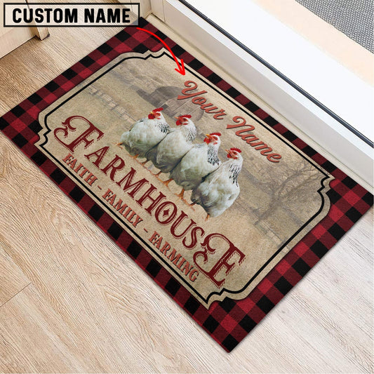 Joycorners Chicken Faith Family Farming Custom Name Doormat