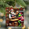 Joycorners Santa And ELF Bar Christmas Ornament, Personalized Ornament 2D Flat LM2211