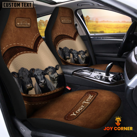 Joycorners Black Angus Pattern Customized Name Heart Car Seat Cover Set