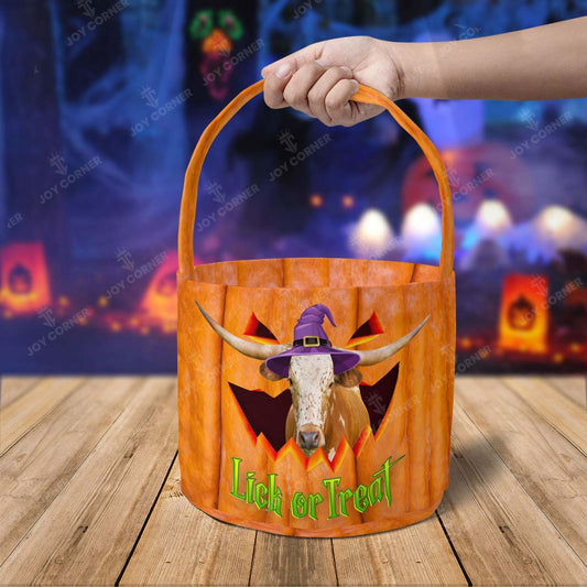 Joycorners Tx-Longhorn Cattle Lick or Treat Personalized Name Halloween Spooky Candy Basket