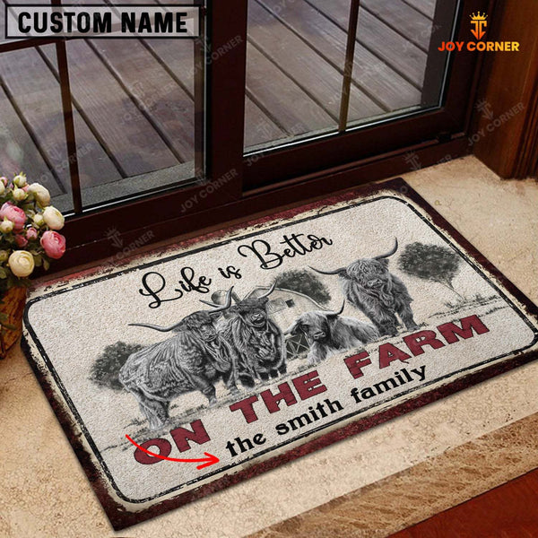 Joycorners Highland Life is Better Custom Name Doormat