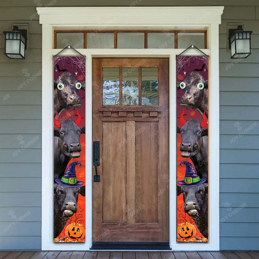 Joycorners Black Angus Cattle Halloween Porch Banner