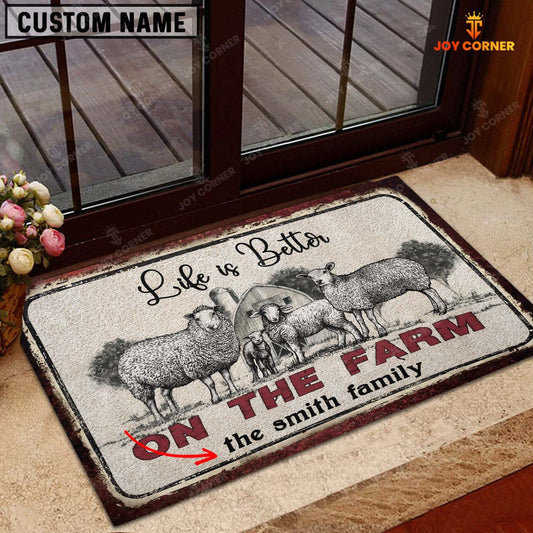 Joycorners Sheep Life is Better Custom Name Doormat