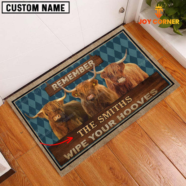 Joycorners Highland Wipe Your Hooves Custom Name Doormat