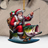 Joycorners Fishing Santa Christmas Ornament, Personalized Ornament 2D Flat LM2211