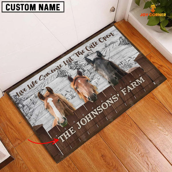 Joycorners Horse Custom Name - Live Like Someone Left The Gate Open Doormat