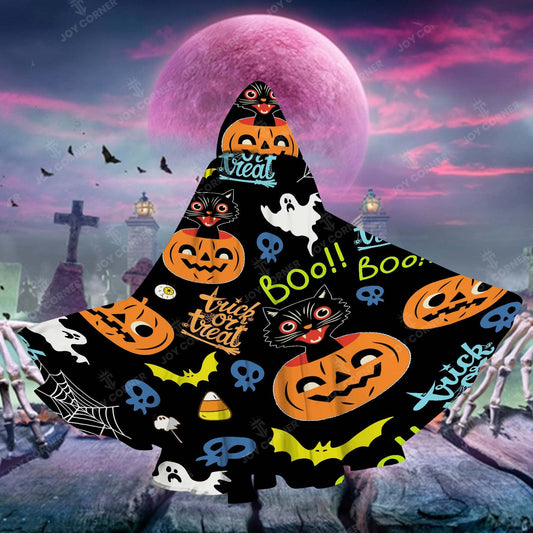 Joy Corner Pumpkin Cat Cattoon Halloween Pattern Special Hooded Cloak