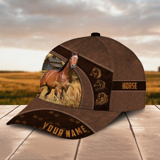 Joycorners Horse Lovers Leather Pattern Customized Name Cap