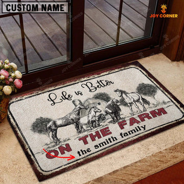 Joycorners Horse Life is Better Custom Name Doormat