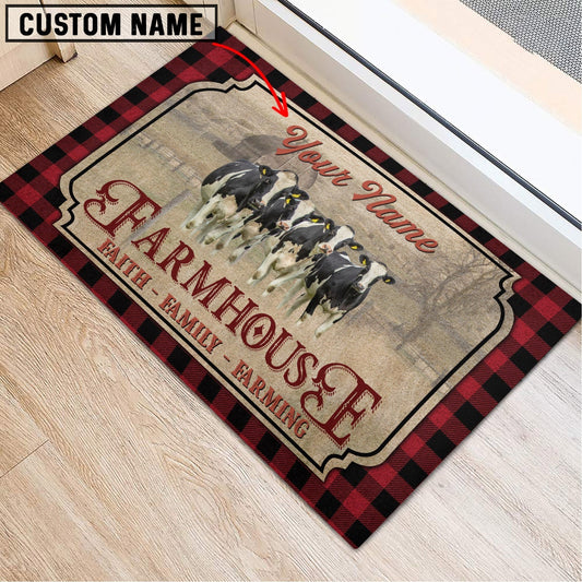 Joycorners Holstein Faith Family Farming Custom Name Doormat