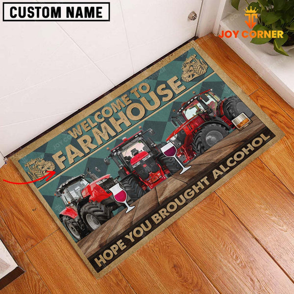 Joycorners Red Tractor Hope You Bought Alcohol Custom Name Doormat