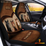 Joycorners Horse Pattern Customized Name Heart Car Seat Cover Set