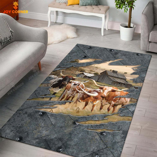 Joycorners Texas Longhorn Farming Rug