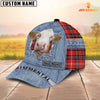 Joycorners Simmental Overall Jeans Pattern And Red Caro Pattern Customized Name Cap