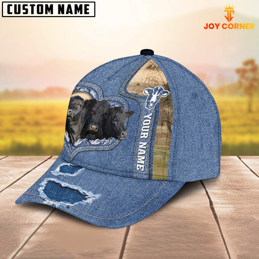 Joy Corners Black Angus Customized Name Denim Cap