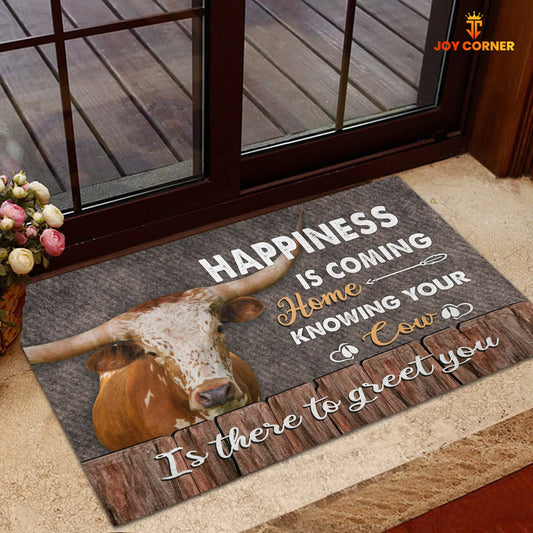 Joycorners Texas Longhorn Happiness Is Coming Home Knowing Your Cow Doormat