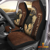 Joycorners Black Hereford Personalized Name Leather Pattern Car Seat Covers Universal Fit (2Pcs)