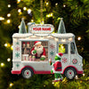 Joycorners Custom Name Santa Ice Cream Truck Ornament, Christmas Gift 2D Flat LM2111