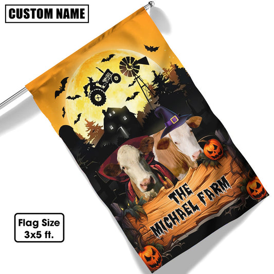 Joycorners Farm Simmental Halloween Custom Name 3D Flag