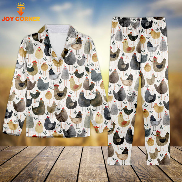 Joy Corner Chicken Lover Style 3 3D Chistmas Pajamas