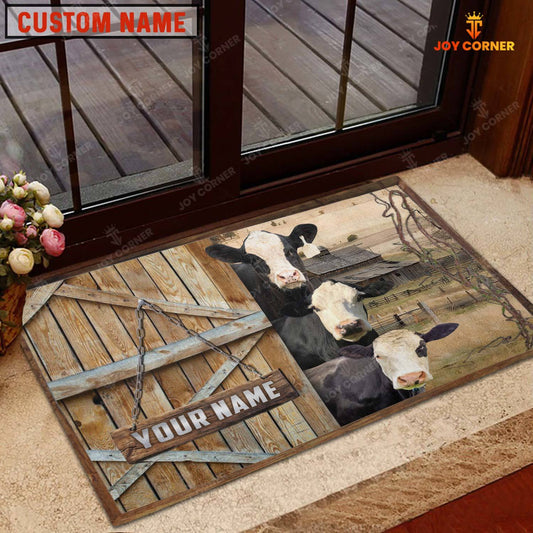 Joycorners Black Baldy Barn Custom Name Doormat