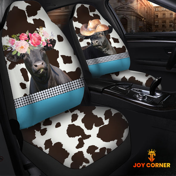 Joycorners Black Angus Pattern Customized Name Dairy Cow Car Seat Cover Set