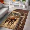 Joycorners Customized Name Texas Longhorn Leather Pattern Rug