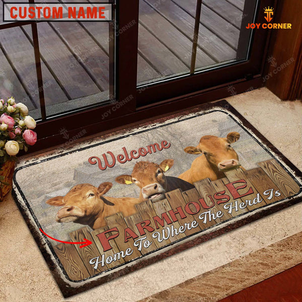 Joycorners Limousin Custom Name - Home To Where The Herd Is FarmHouse Doormat